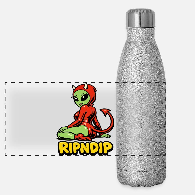 Dämonisches Mädchen in rotem Hoodie - Panorama Glitzer Isolierflasche 500 ml - Silber Glitzer