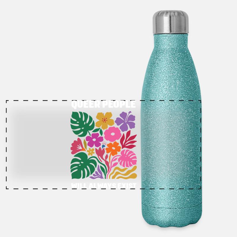 LGBTQ Pride Month - Queer People Will Always Exist Panoramic Glitter Thermal Bottle 500 ml