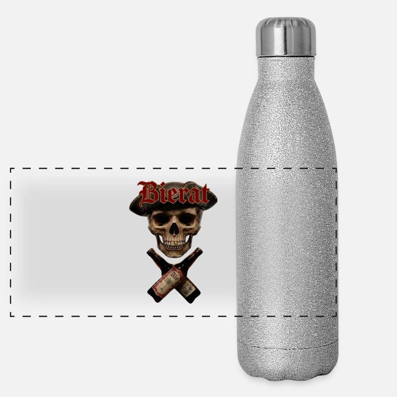 Totenkopf  Bierflaschen Panorama Glitzer Isolierflasche 500 ml