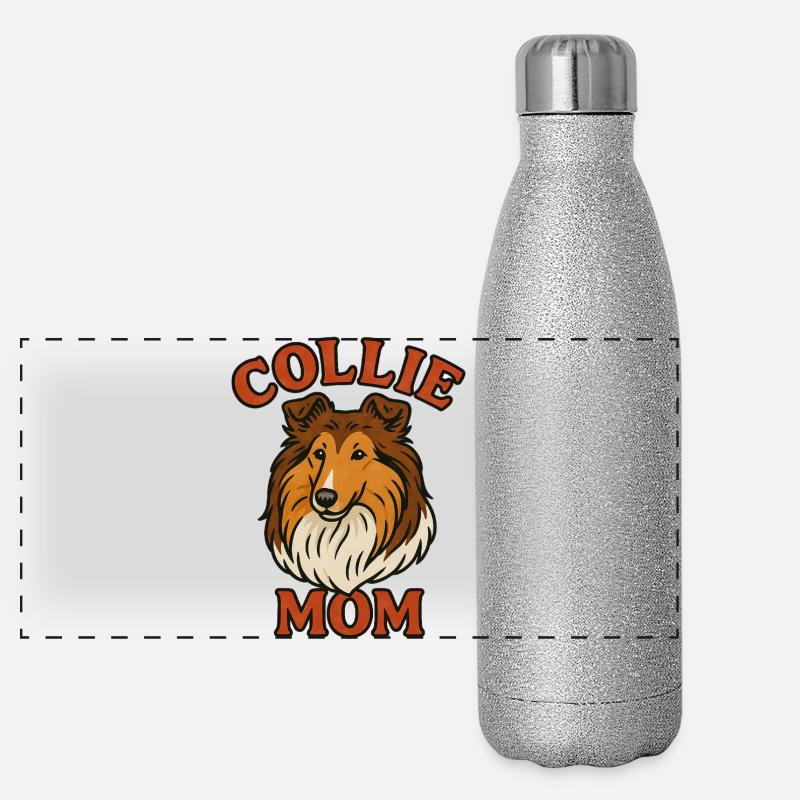 Portrait de la mère Collie Gourde isotherme panoramique pailletée 500 ml