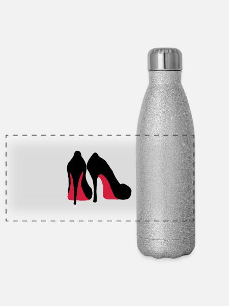 high heels - Panorama Glitzer Isolierflasche 500 ml - Silber Glitzer - Vorne