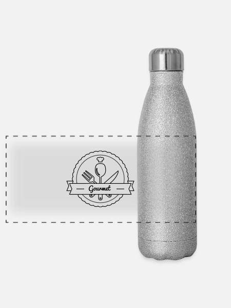 Gourmet - Gourde isotherme panoramique pailletée 500 ml - paillettes argentées - Devant