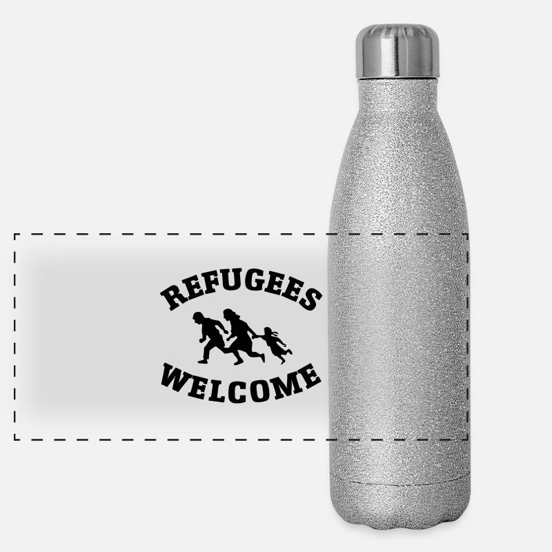 Refugees Welcome Gourde isotherme panoramique pailletée 500 ml