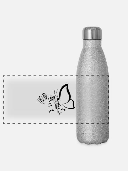 Musik - Panorama Glitzer Isolierflasche 500 ml - Silber Glitzer - Vorne