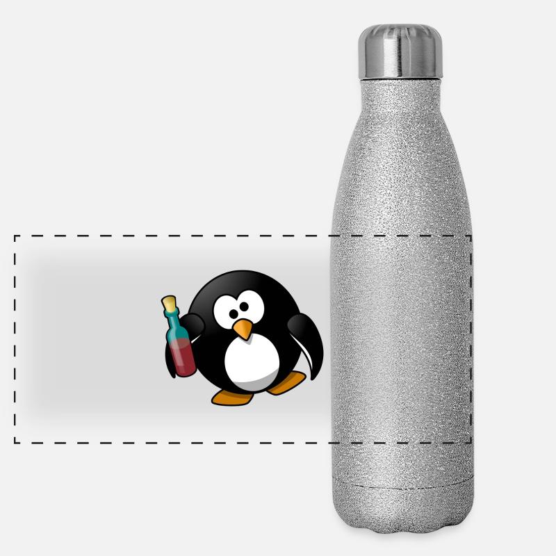 Besoffener Pinguin Panorama Glitzer Isolierflasche 500 ml