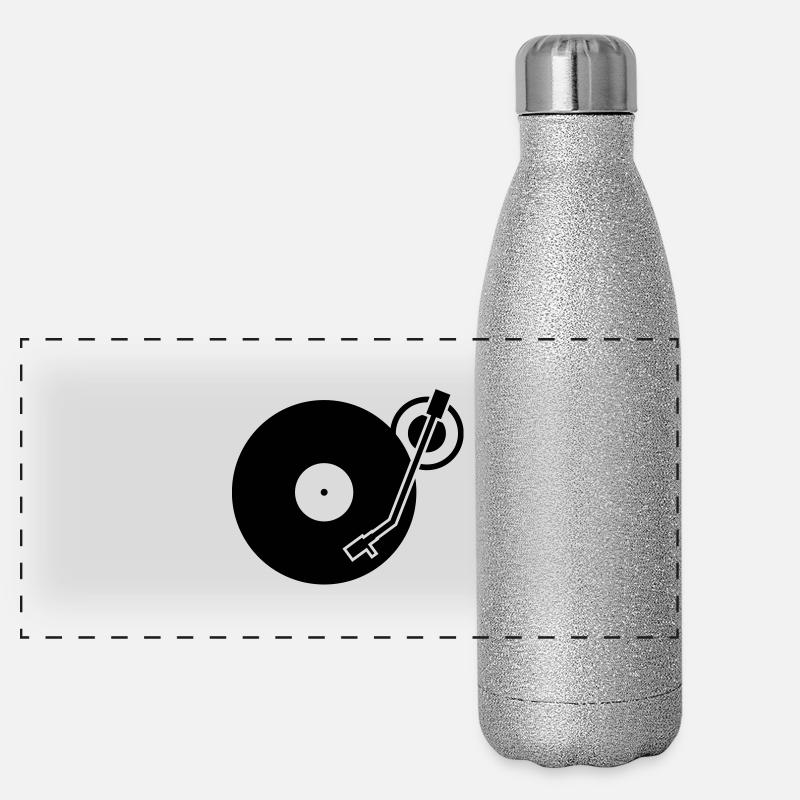 DJ Plattenspieler Turntable Schallplatte Tonarm Panorama Glitzer Isolierflasche 500 ml