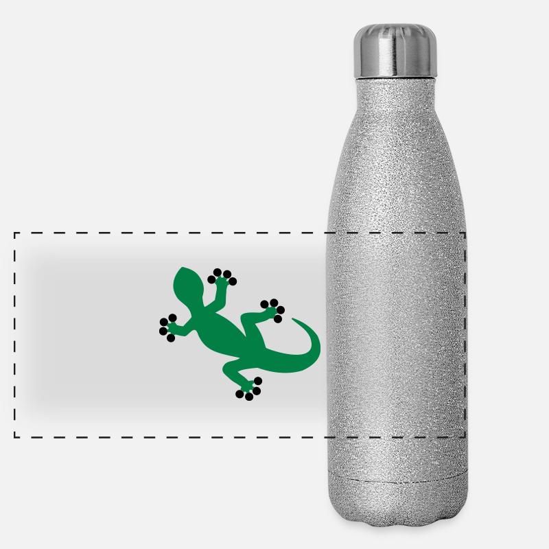 Gecko / Eidechse Panorama Glitzer Isolierflasche 500 ml