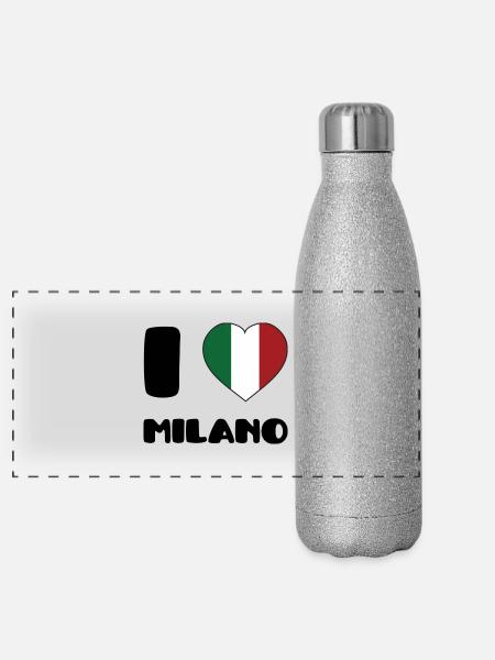 I love Milano - Panoramic Glitter Thermal Bottle 500 ml - silver glitter - Front