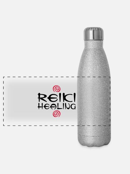 REIKI HEALING - Panoramic Glitter Thermal Bottle 500 ml - silver glitter - Front