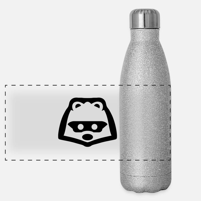 waschbaer - raccoon Panorama Glitzer Isolierflasche 500 ml