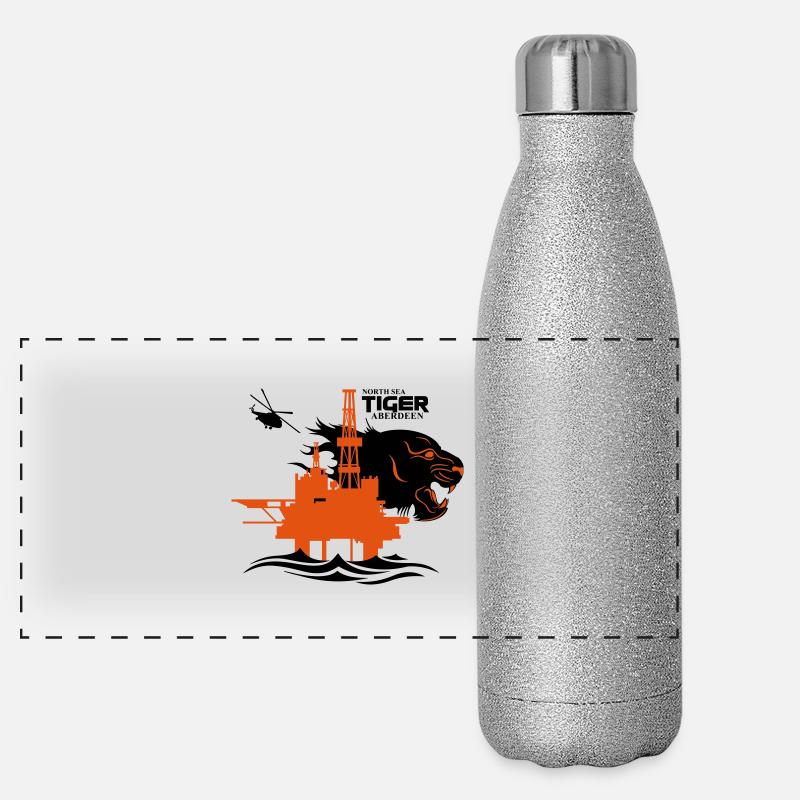 North Sea Tiger Oil Rig Platform Aberdeen Panoramic Glitter Thermal Bottle 500 ml