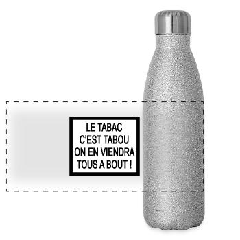 Tabac - Gourde isotherme panoramique pailletée 500 ml - paillettes argentées - Devant