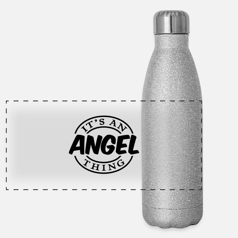 angel its an name thing cool stamp logo Panoramic Glitter Thermal Bottle 500 ml