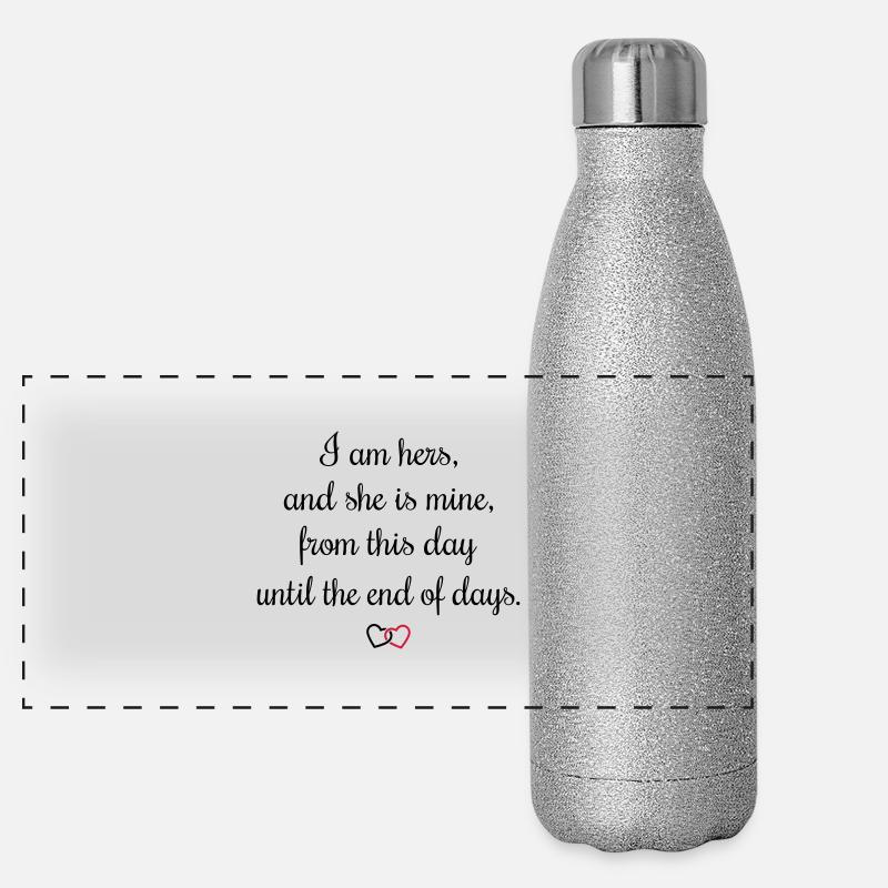 Liebesschwur I am hers Panorama Glitzer Isolierflasche 500 ml