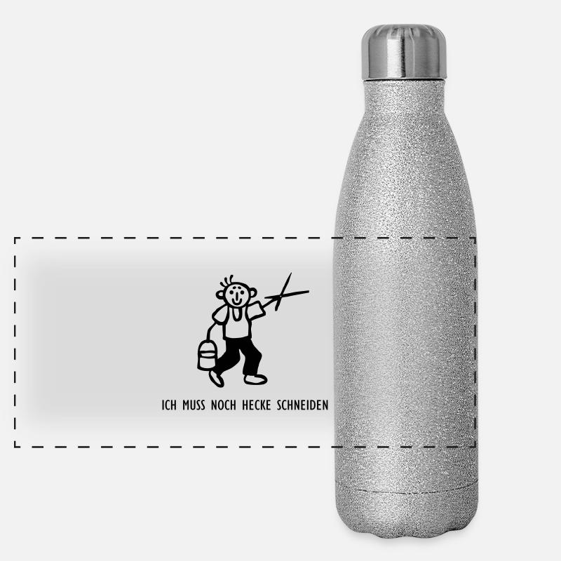 Strichmännchen Hecke schneiden Panorama Glitzer Isolierflasche 500 ml