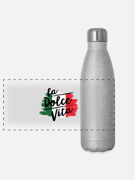 La dolce Vita Bella Italia - Panorama Glitzer Isolierflasche 500 ml - Silber Glitzer - Vorne