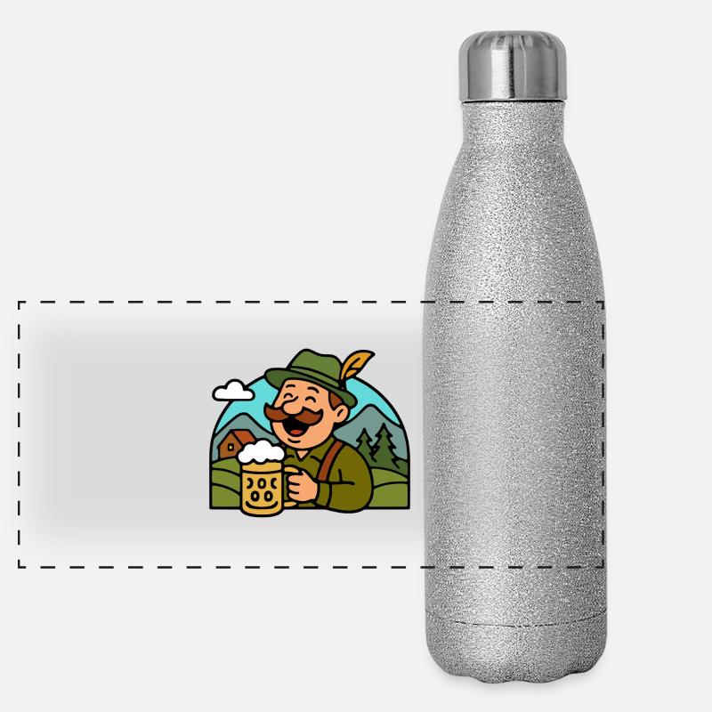 Deutscher German Bavarian Bayer Bier Panorama Glitzer Isolierflasche 500 ml