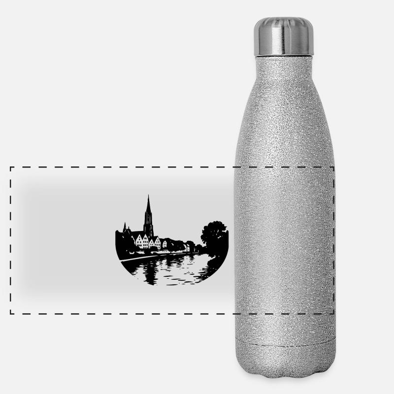 Donau in Ulm Panorama Glitzer Isolierflasche 500 ml