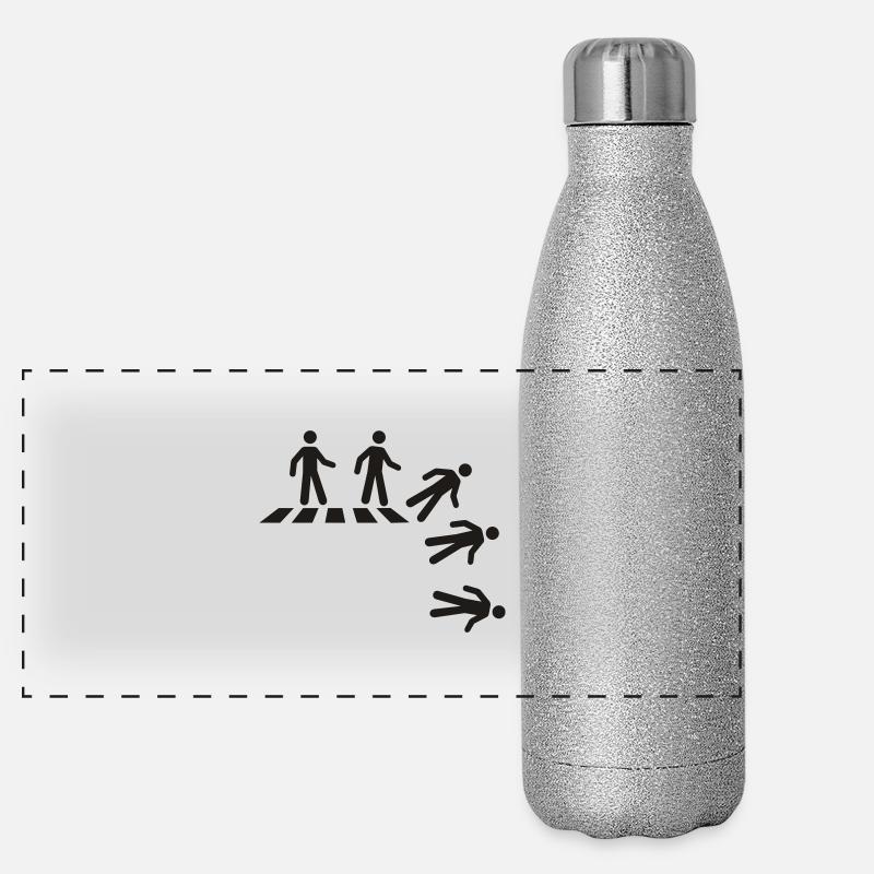 Strichmännchen am Zebrastreifen Panorama Glitzer Isolierflasche 500 ml