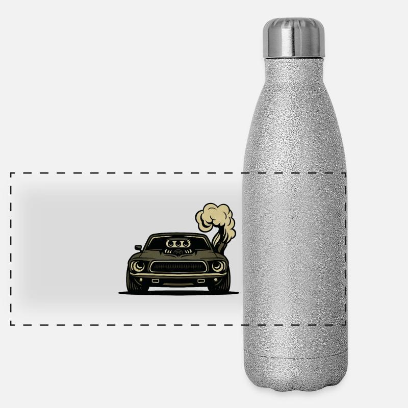 Wütendes Auto Panorama Glitzer Isolierflasche 500 ml