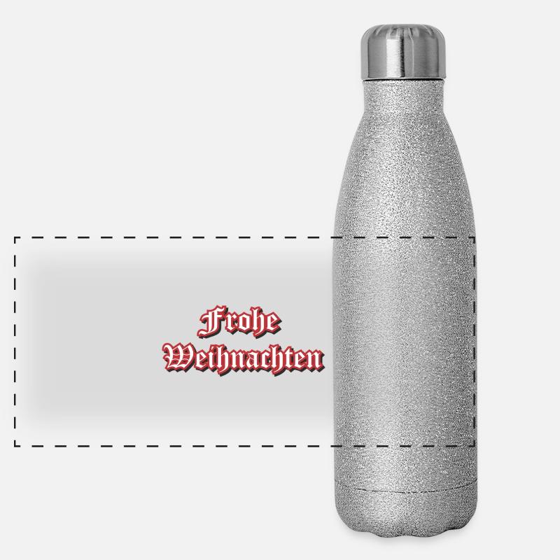 Frohe Weihnachten Gothic Schrift Panorama Glitzer Isolierflasche 500 ml