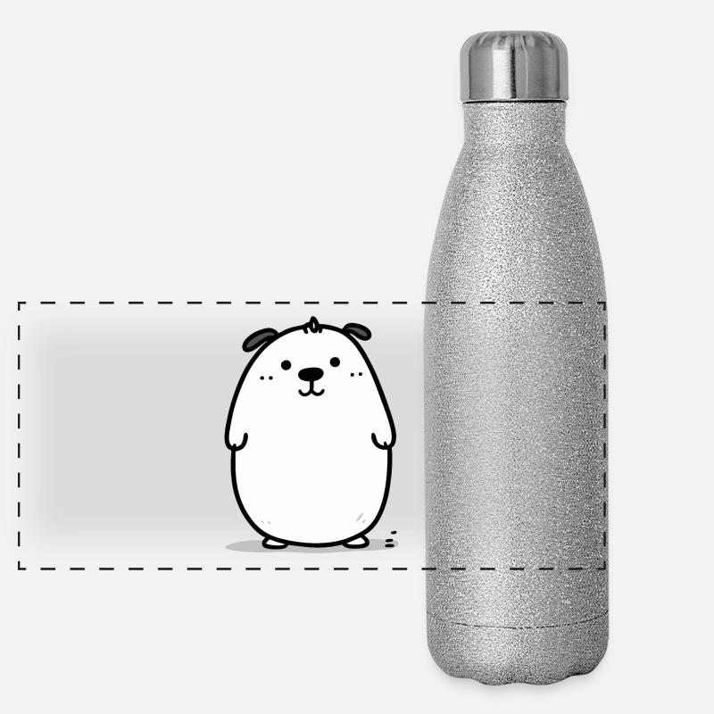 Mignon chien de dessin animé câlin Gourde isotherme panoramique pailletée 500 ml