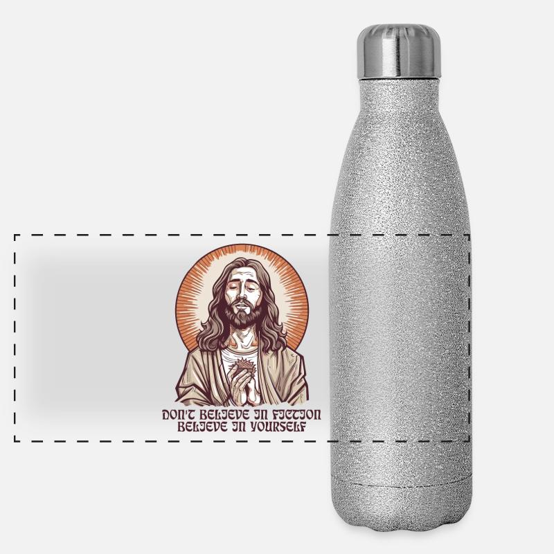 Messie Jésus Guru Type: Fiction Dicton Gourde isotherme panoramique pailletée 500 ml