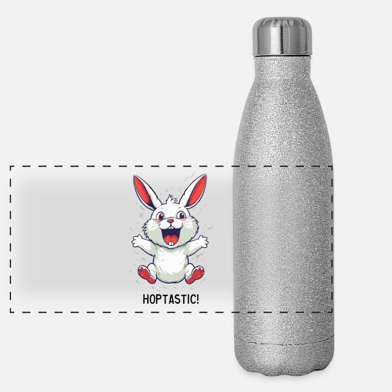 Fantastique bande dessinée blanche Hoppel Rabbit Gourde isotherme panoramique pailletée 500 ml