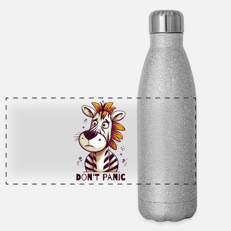 Pas de panique, zèbre ! Gourde isotherme panoramique pailletée 500 ml