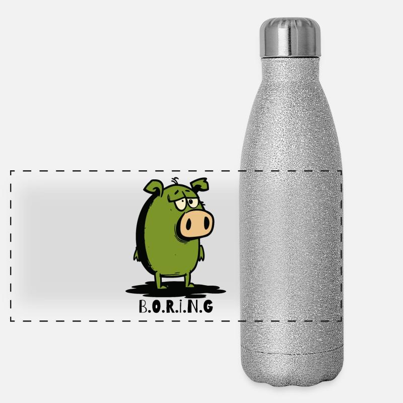 Dessin animé : Un cochon qui s’ennuie Gourde isotherme panoramique pailletée 500 ml
