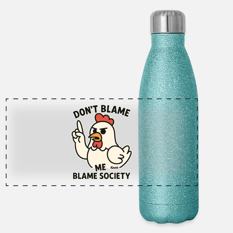 Wütendes Huhn: Gib der Gesellschaft die Schuld Panorama Glitzer Isolierflasche 500 ml