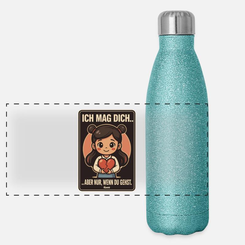 Je t’aime bien – si tu y vas ! Gourde isotherme panoramique pailletée 500 ml