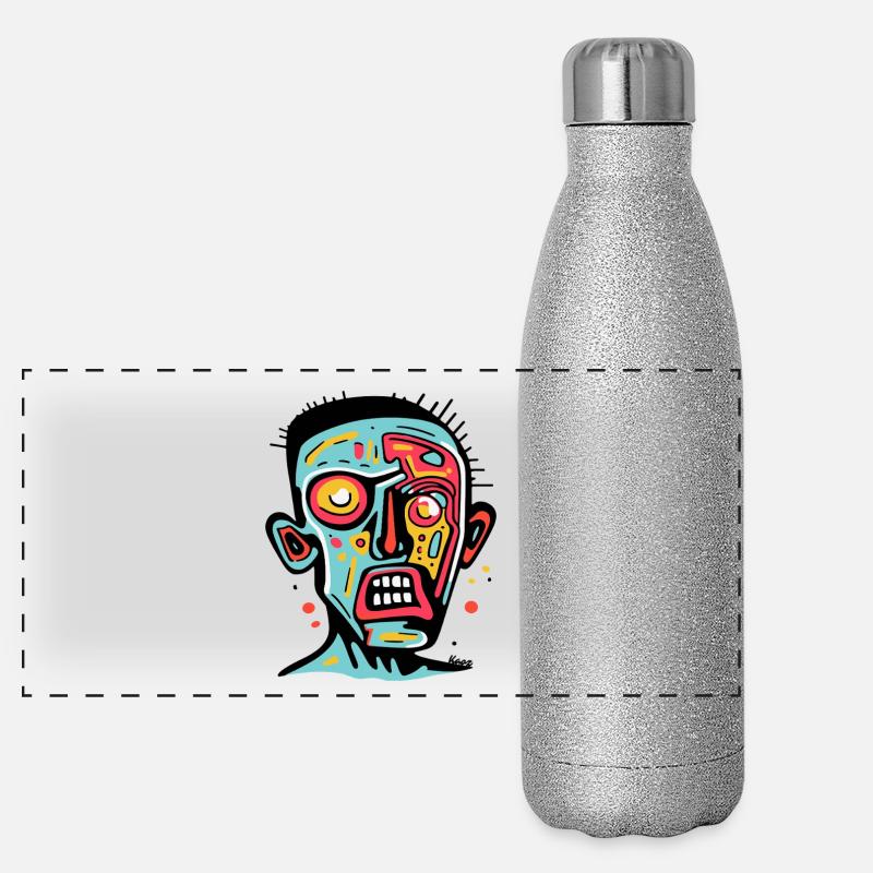 Buntes Gesicht im abstrakten Comic Stil Panorama Glitzer Isolierflasche 500 ml