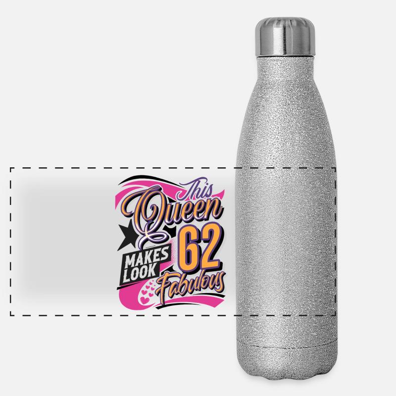 62. Geburtstag Queen Frauen Panorama Glitzer Isolierflasche 500 ml