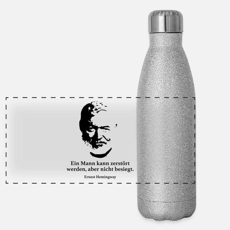 Hemingway: Ein Mann kann zerstört werden, aber ni Panorama Glitzer Isolierflasche 500 ml