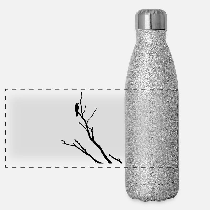 Rabe auf Ast Panorama Glitzer Isolierflasche 500 ml