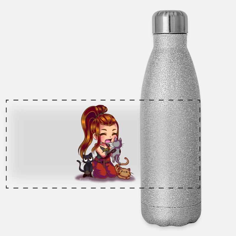 Brigitte und Katzen Panorama Glitzer Isolierflasche 500 ml