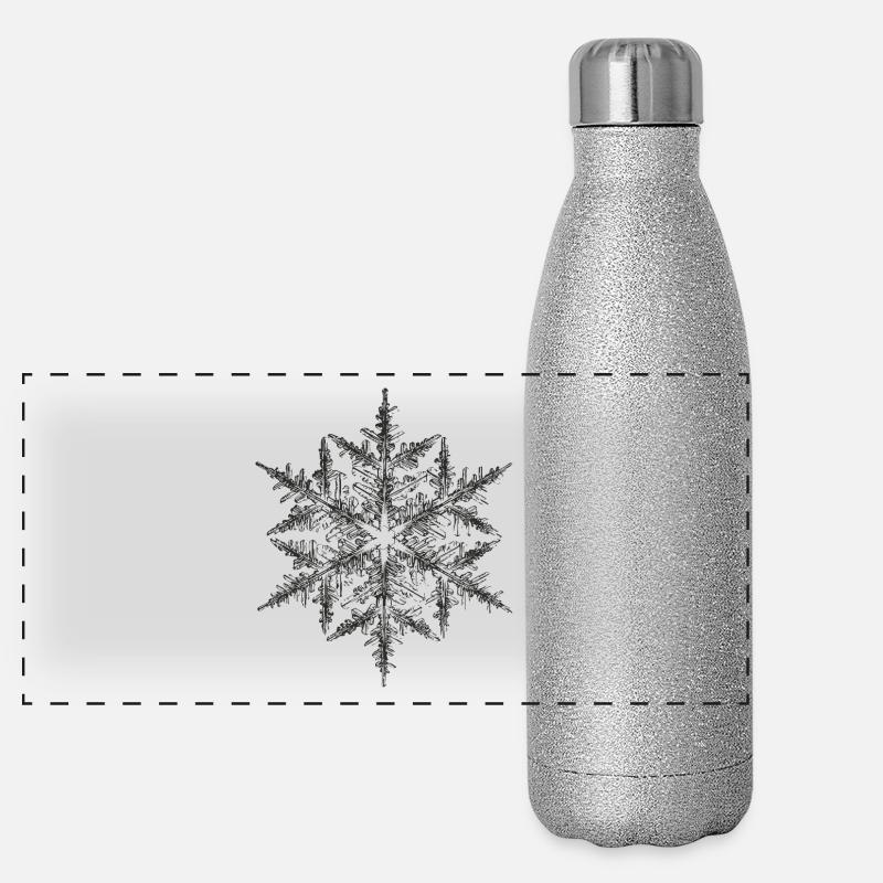 snowflake 5 black Panorama Glitzer Isolierflasche 500 ml
