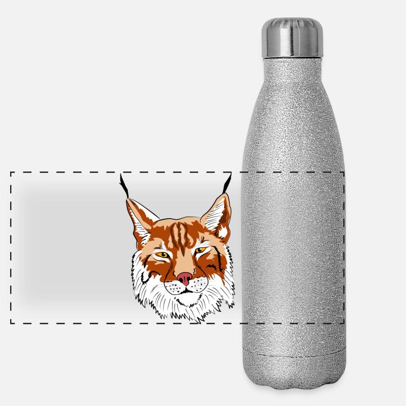 luchs raubtier raubkatze Panorama Glitzer Isolierflasche 500 ml