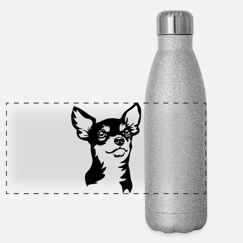 Tête de Chihuahua Gourde isotherme panoramique pailletée 500 ml