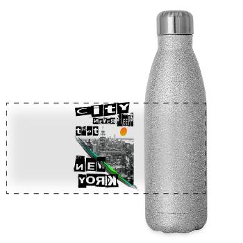 New York - Gourde isotherme panoramique pailletée 500 ml - paillettes argentées - Devant