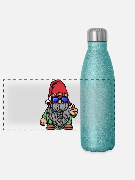 Beard Hairstyle Beard Growth Masculinity Beard Wearer - Panoramic Glitter Thermal Bottle 500 ml - blue glitter - Front