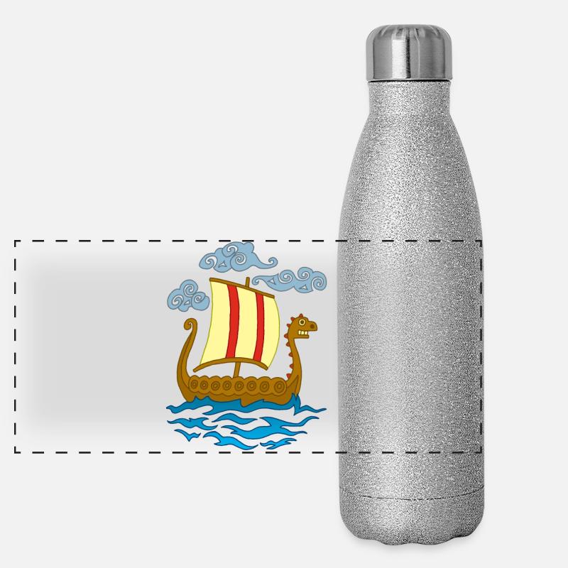Drakkar viking rigolo Gourde isotherme panoramique pailletée 500 ml