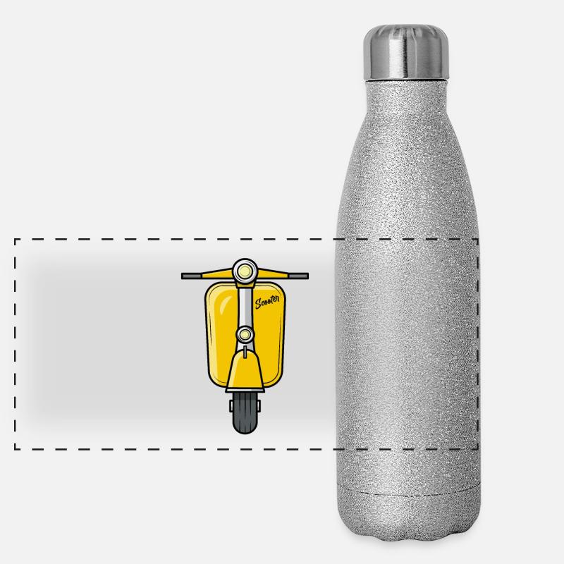 Scooter Motorroller Roller gelb Panorama Glitzer Isolierflasche 500 ml