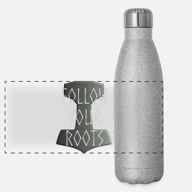 Mjölnir Donar Hammer Thor - Suivez votre gris Roots Gourde isotherme panoramique pailletée 500 ml