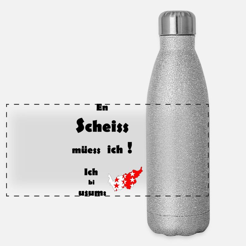 Sternenrote Inselkarte / Wallis Panorama Glitzer Isolierflasche 500 ml