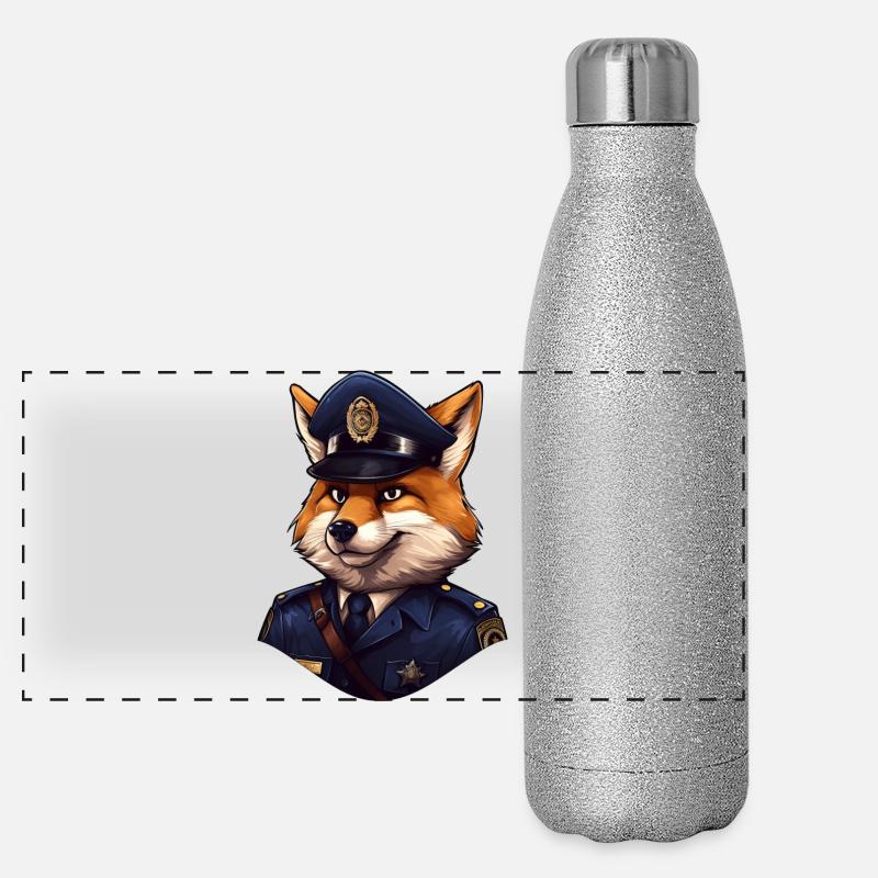 Policier renard Gourde isotherme panoramique pailletée 500 ml