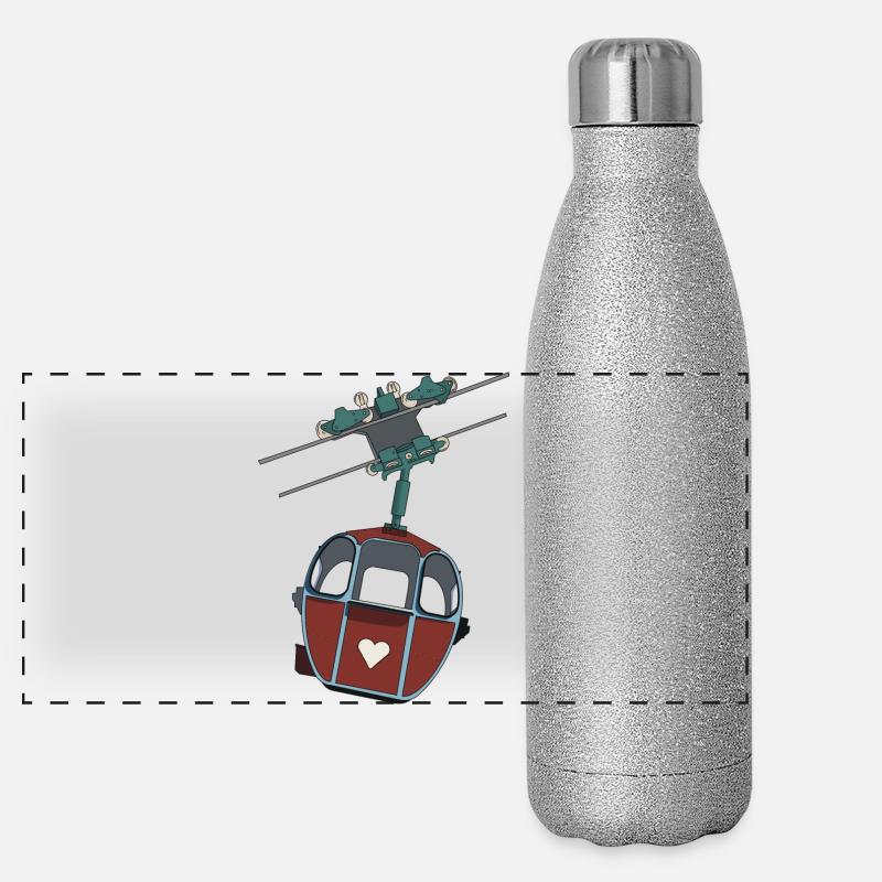 Cable Car Gondola - Red Heart Panoramic Glitter Thermal Bottle 500 ml