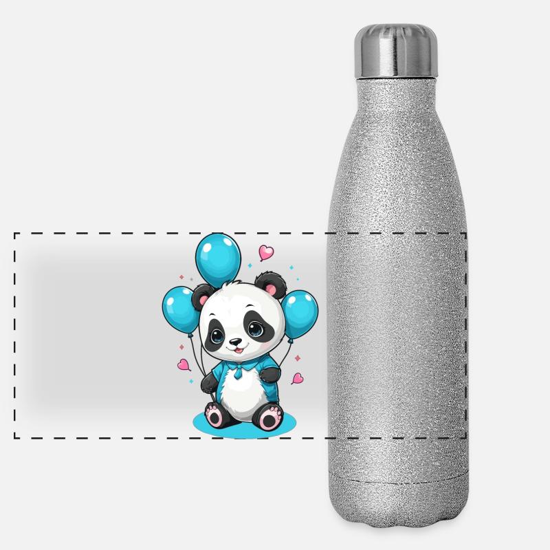 Ours panda mignon Gourde isotherme panoramique pailletée 500 ml