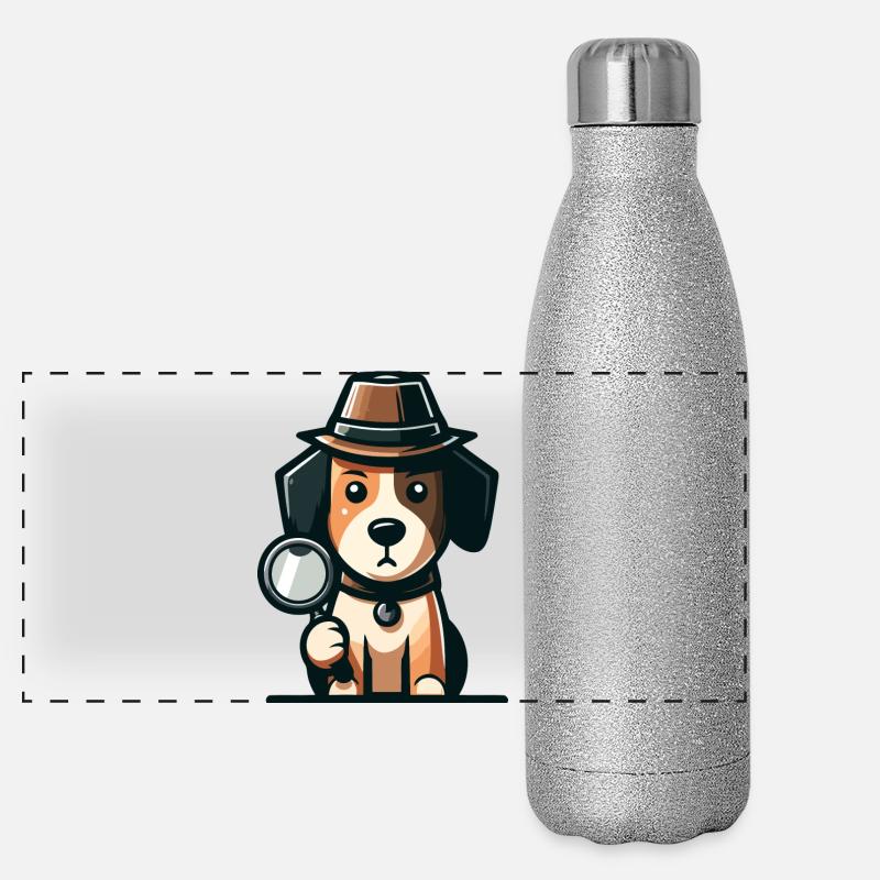 Mystery Hound: Der Fall des neugierigen Hundes Panorama Glitzer Isolierflasche 500 ml